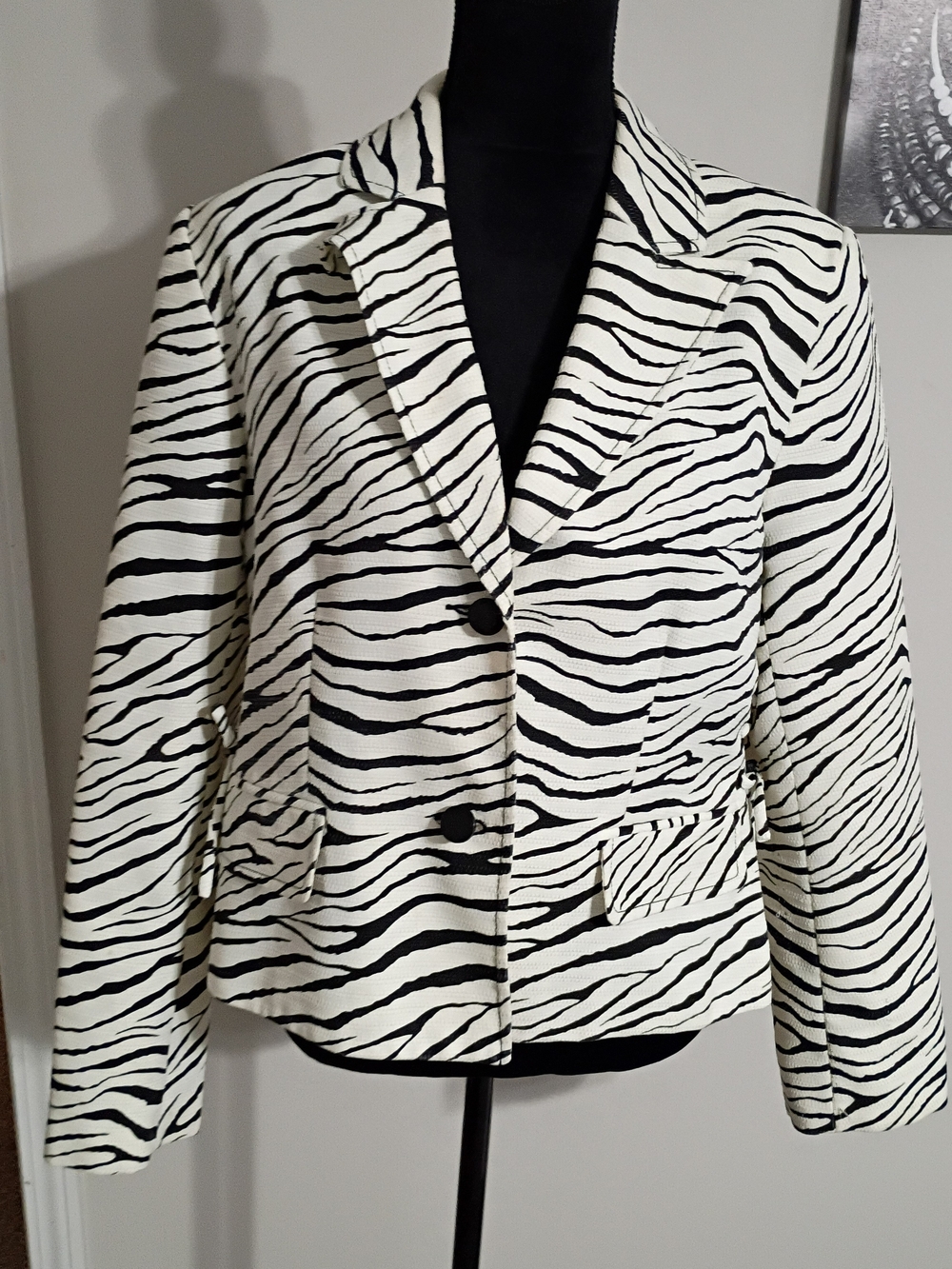 Abella Black & White Zebra Print Blazer Jacket